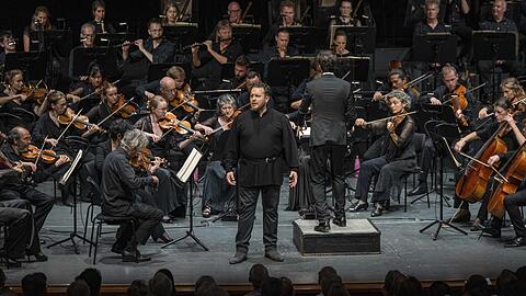 Der Tenor Michael Spyres als Énée in der Aufführung von Hector Berlioz' Oper "Les Troyens" bei den Salzburger Festspielen.