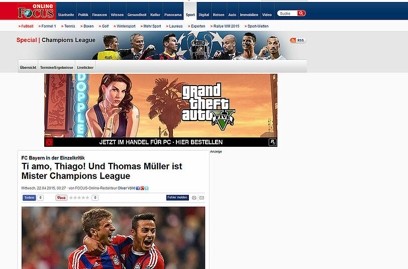 Focus.de hebt Thiago hervor: "Ti amo, Thiago"