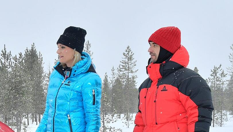 Bei den "Traumschiff"-Dreharbeiten: Maria Höfl-Riesch und Florian Silbereisen harmonieren auch vor der Kamera.