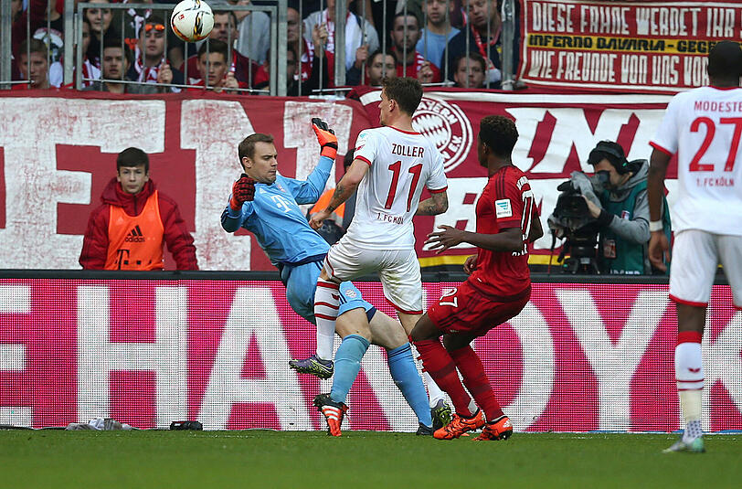 Manuel Neuer: Nach seinem irdischen Moment gegen Arsenal wieder im gewohnten Neuer-Modus. In der Bundesliga heißt das meist: ein paar Bälle fangen, ein paar Pässe spielen, und sonst: Langeweile. So auch gegen Köln. Note: 3.