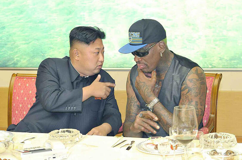 Bild von September 2013. Rodman mit seinem Busenfreund Kim Jong Un. Der exzentrische Ex-Basketballer reist oft nach Nordkorea, um den Diktator zu besuchen.