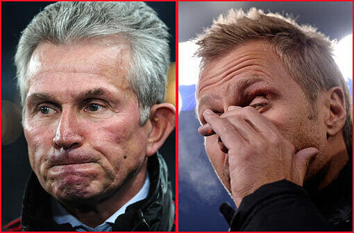 Kein Sieger im Nord-Süd-Gipfel: Jupp Heynckes, Trainer des FC Bayern München (l.), und sein Kollege vom Hamburger SV, Thorsten Fink.