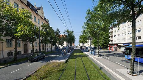 In der Mitte die Tram, rechts und links die Autos: So soll die Fürstenrieder Straße einmal aussehen.