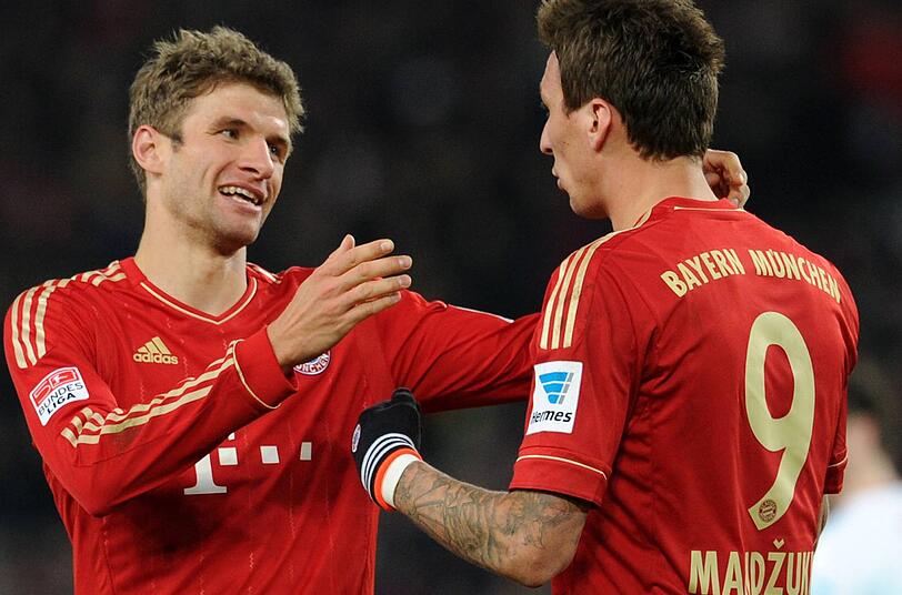 Torjäger unter sich: Thomas Müller (l.) und Mario Mandzukic vom FC Bayern.