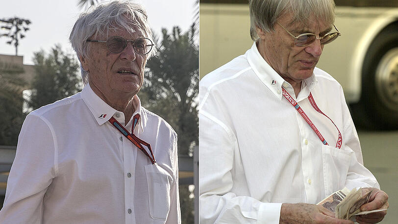 Bernie Ecclestone 2016 (links) und 2001. Bernie Ecclestone 2016 (links) und 2001.