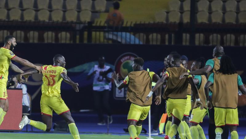 Benins Spieler feiern den Einzug ins Viertelfinale des Afrika-Cups. Benins Spieler feiern den Einzug ins Viertelfinale des Afrika-Cups.
