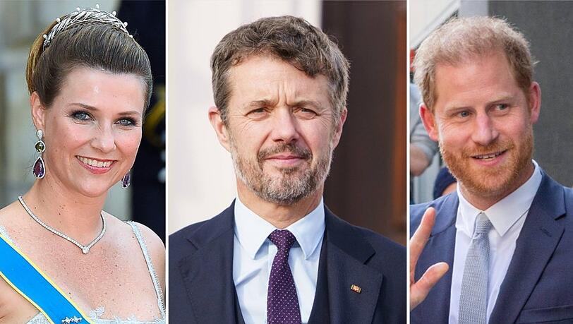 Märtha Louise von Norwegen, Frederik von Dänemark (Mitte) und Prinz Harry: Diese königlichen Familienmitglieder werden in diesem Jahr für Aufsehen sorgen.