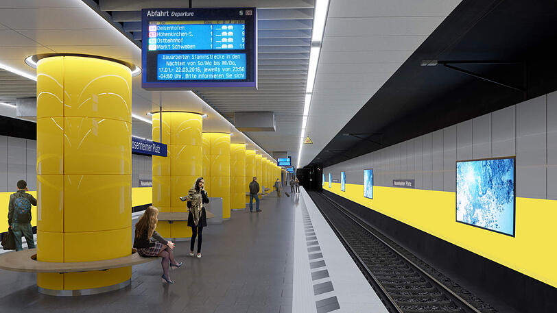 Die Visualisierung zeigt, wie die S-Bahnstation am Rosenheimer Platz nach der Modernisierung aussehen soll.