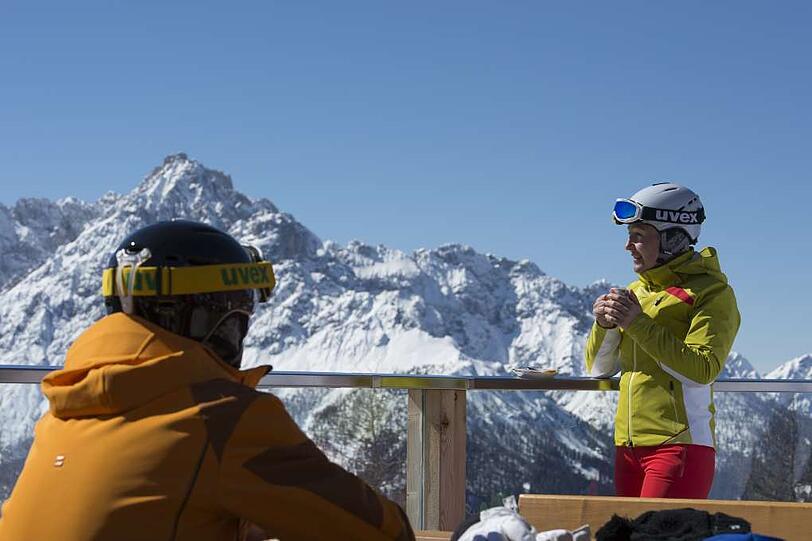 Skigebiet Helm im Hochpustertal mit Blick auf die Sextner Dolomiten
