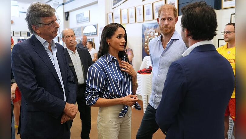 Harry und Meghan im Gespr&auml;ch mit Elon Zizer, der den Anschlag am Bondi Beach &uuml;berlebt hat.