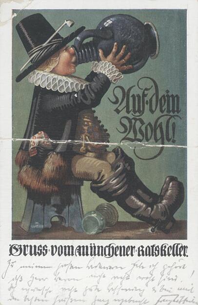 Selbst die Stadtchronik bezeichnete den Ratskeller als St&auml;tte solider Trinkfestigkeit. Dementsprechend beliebt waren Postkarten.