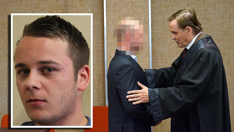 Täter Uwe S. mit seinem Anwalt. Sein Opfer (kleines Bild) trägt die Narben von dem Angriff bis heute im Gesicht. Täter Uwe S. mit seinem Anwalt. Sein Opfer (kleines Bild) trägt die Narben von dem Angriff bis heute im Gesicht.