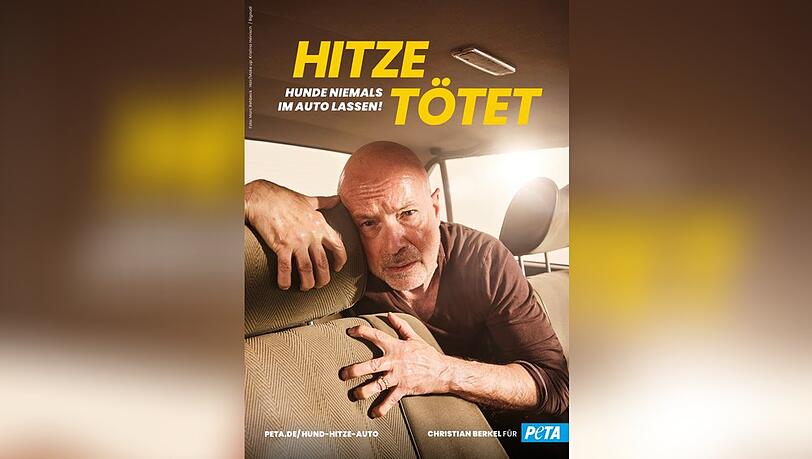 Tödliche Hitze im Auto - Schauspieler Christian Berkel demonstriert beim Foto-Shooting das Leid der eingesperrten Vierbeiner.