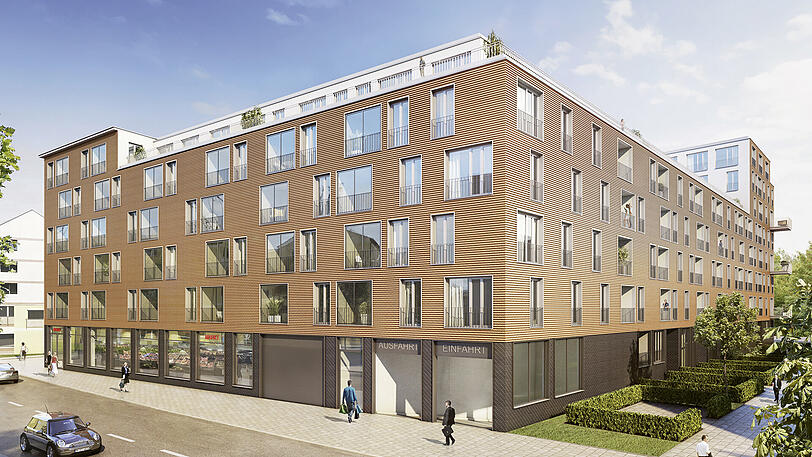 So werden die neuen Wohnungen ("Am Alten Eiswerk") am Paulaner-Areal an der Ohlmüllerstraße aussehen. Wer drin wohnen wird? Menschen mit Geld.