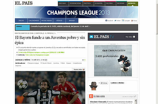 &bdquo;El Pais&ldquo; aus Spanien sah die Bayern, gegen ein schwaches Juve, ohne große Anstrengung.