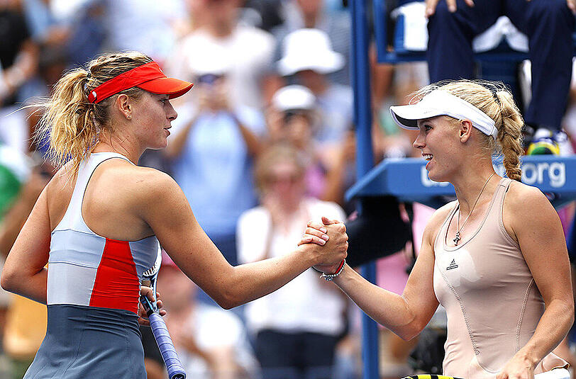 Maria Sharapova (links) und Carolina Wozniacki bei den US Open 2014.