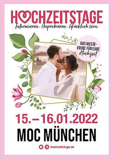 Unter den Paaren die nicht das Glück hatten den Hauptgewinn zu ziehen, verlosen wir 10 mal 2 Karten für die Messe "Hochzeitstage" der AVR. Hier findet Ihr alles rund um das Thema Hochzeit.