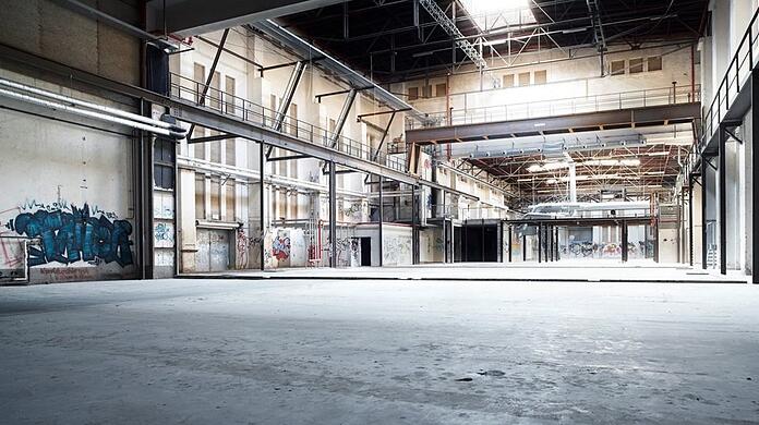 Blick in die Jutierhalle im Kreativquartier.