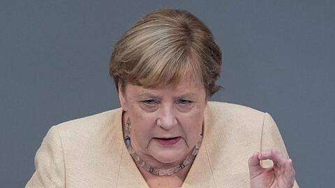 "Der beste Weg für unser Land ist eine CDU/CSU-geführte Bundesregierung mit Armin Laschet als Bundeskanzler": Angela Merkel.