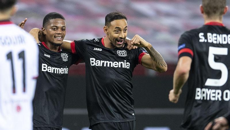 Karim Bellarabi (M) steuerte zwei Treffer zum Leverkusener Sieg gegen Nizza bei.