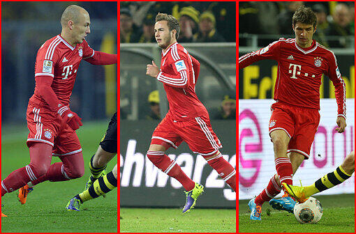 Götze, Robben und Müller schießen den FCB zum Sieg gegen den BVB. Hier die Einzelkritik der Münchner zum Durchklicken!
