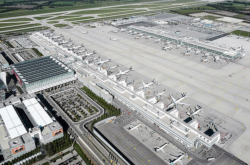 So sieht das Satellitenterminal am Flughafen München aus.