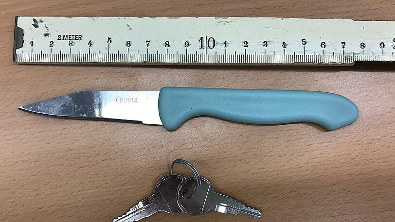 Mit diesem Gemüsemesser fuchtelte die Frau in der S-Bahn herum.