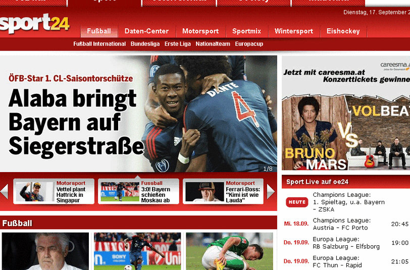 Unsere Nachbarn aus Österreich stellen natürlich ihren Landsmann David Alaba in den Mittelpunkt ihrer Berichterstattung.