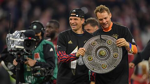 Bayerische Titelhamster: Diese Meisterschaft wird für Thomas Müller und Manuel Neuer (r.) wohl kaum die letzte gewesen sein.