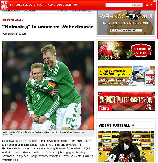 Die Hamburger Morgenpost bejubelt den "Heimsieg" in unserem Wohnzimmer.