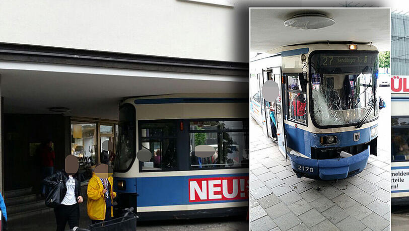 In München ist eine Trambahn entgleist und gegen ein Haus geprallt. In München ist eine Trambahn entgleist und gegen ein Haus geprallt.