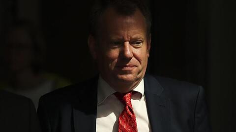 David Frost, Brexit-Berater in Großbritannien, verlässt im August 2019 den EU-Hauptsitz in Brüssel nach einem Treffen mit weiteren Verhandlungsführern.