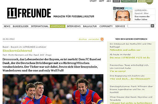 Der Webauftritt des Fußball-Magazins "11 Freunde" kommentierte das Tor in der 86. Minute so: "Holle Honig, Buchstaben A bis D....TOOOOOOOOOOR!!!! 1:0 für den FC Basel! Valentin Stocker bekommt den Ball, völlig frei vor dem Tor von Manuel Neuer, aus fünf Metern knüppelt der Stocker dem Neuer den Ball durch die Beine. Tor! Und Uli Hoeneß würgt das Reh von heute Mittag aus."