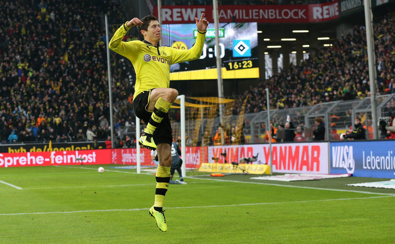 Robert Lewandowski bei seiner Lieblingsbeschäftigung: dem Torjubel