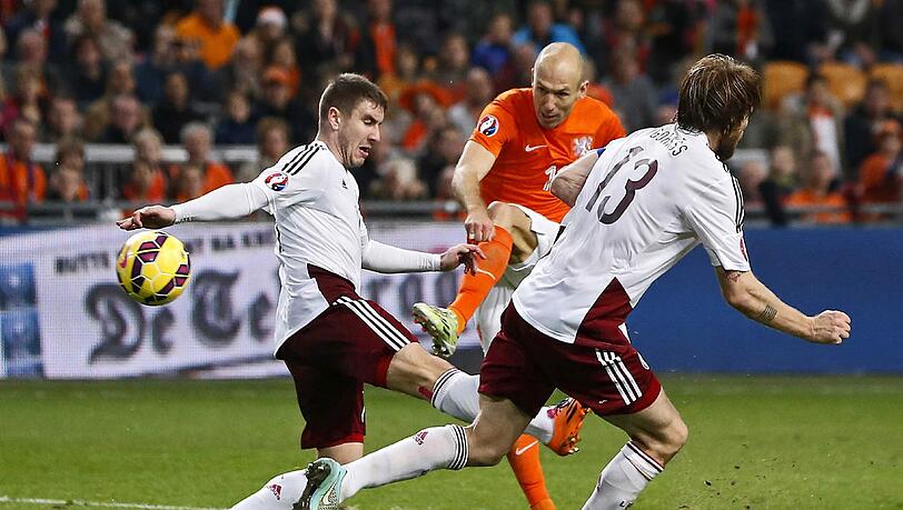 Doppelter Torschütze: Arjen Robben gegen Lettland Doppelter Torschütze: Arjen Robben gegen Lettland