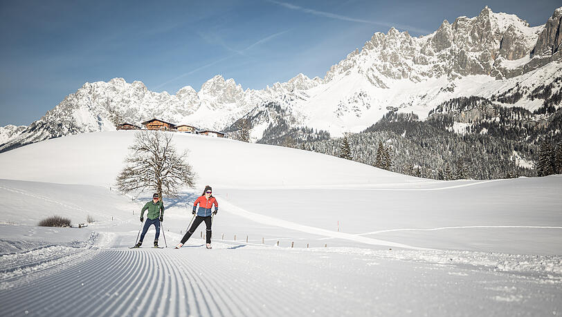 Loipen, so weit das Auge reicht – in der Region St. Johann in Südtirol. Loipen, so weit das Auge reicht – in der Region St. Johann in Südtirol.