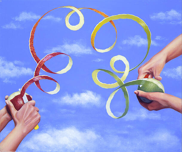 Dieses Bild unter dem Titel „ELLEN UND ALICE“ von Bibi Johns zeigt die Hände von Ellen (l.) und Alice Kessler und hing bis zuletzt im Esszimmer von Alice. Dieses Bild unter dem Titel „ELLEN UND ALICE“ von Bibi Johns zeigt die Hände von Ellen (l.) und Alice Kessler und hing bis zuletzt im Esszimmer von Alice.