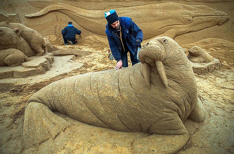 Bilder vom Sand-Skulpturen-Festival auf Rügen. Insgesamt 50 Künstler haben sich am Event beteiligt.