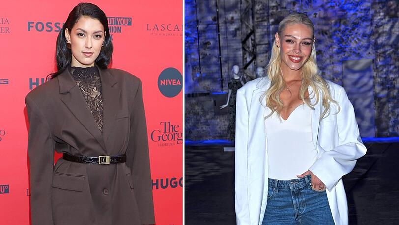 "GNTM"-Allstar Rebecca Mir (li.) und Vorjahressiegerin Daniela Djokic sind schon in New York eingetroffen.