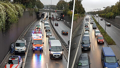 Herzinfarkt am Steuer: Dieser Unfall sorgte am Freitagvormittag für einen kilometerlangen Rückstau auf dem Mittleren Ring.