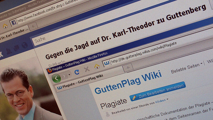 Der Screenshot zeigt die Internetseitseite von Facebook und «guttenplag.wikia.com», aufgenommen am Montag (21.02.2011) in Berlin. Der Screenshot zeigt die Internetseitseite von Facebook und «guttenplag.wikia.com», aufgenommen am Montag (21.02.2011) in Berlin.