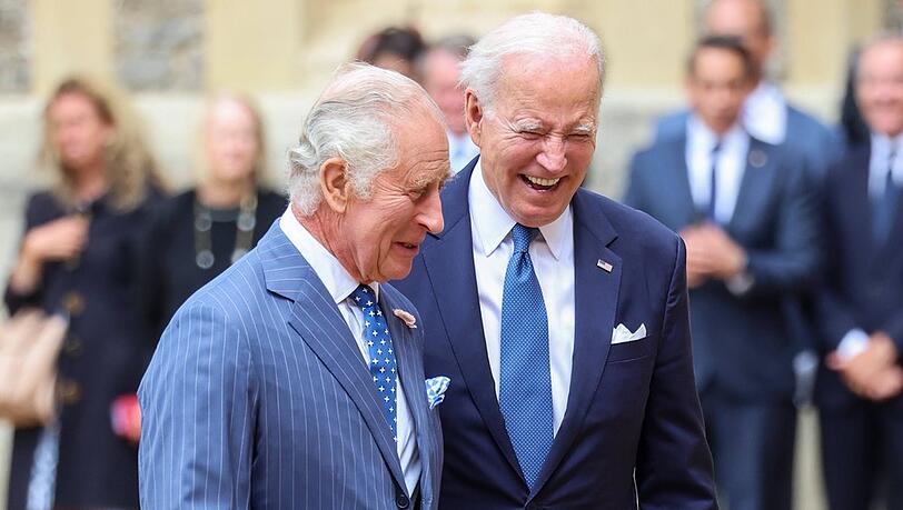 Gute Laune beim Treffen von König Charles und US-Präsident Joe Biden.