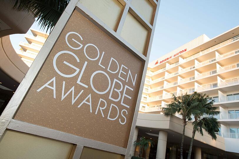 Eingangsbereich des Beverly Hilton Hotels in Beverly Hills, Kalifornien. Hier findet am 10. Januar die 73. Verleihung der Golden Globes-Awards statt.