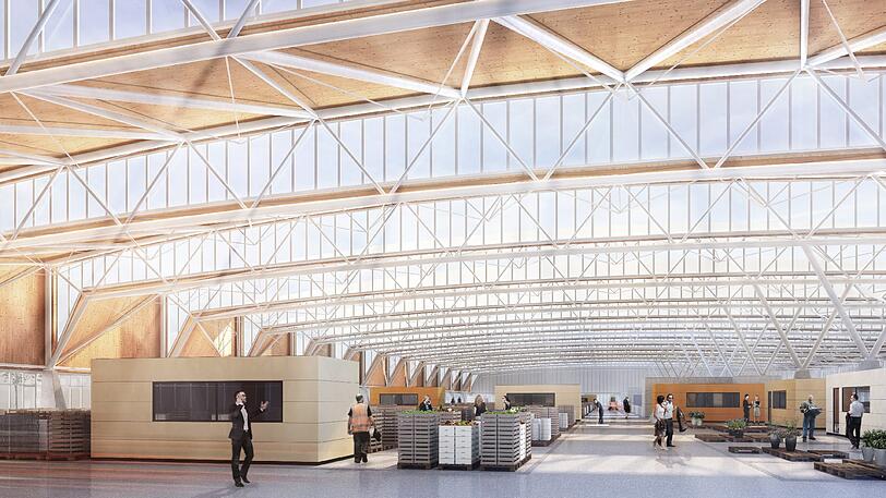 Und so stellen sich die Architekten die neuen Halle von Innen vor &ndash; schön hell und weitläufig.