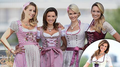 Verena Kerth, Simone Ballack, Natascha Grün, Christine Theiss und Karen Webb präsentieren die neuen Wiesn-Trends.