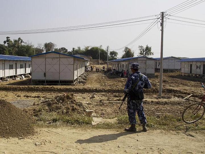 Rückführungszentrum für Rohingya-Flüchtlinge, die aus Bangladesh kommen, in Maungdaw (Myanmar).