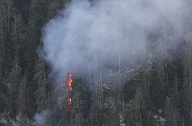 Gefährliche Trockenheit: Wenn sich der Wald entzündet, kann schnell ein Flächenbrand entstehen. Das Foto aus dem August 2013 zeigt einen Waldbrand in der Nähe des Königssees in Berchtesgaden.