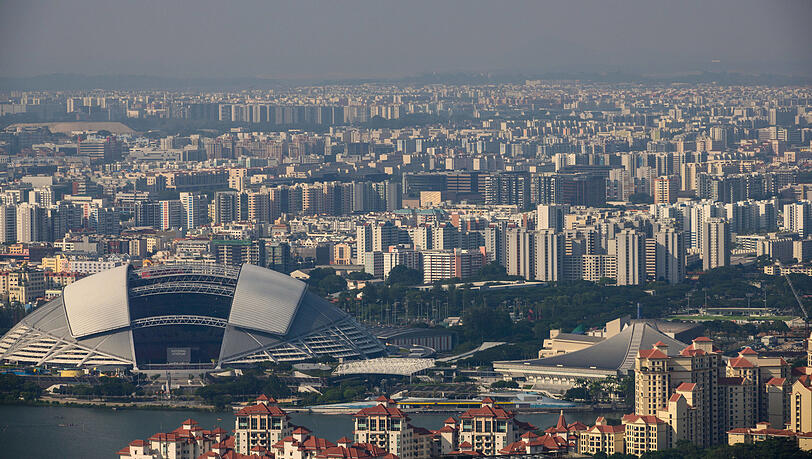 Blick auf das Sports Hub in Singapur. Blick auf das Sports Hub in Singapur.