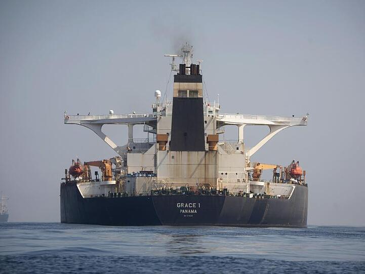 Der Supertanker "Grace 1" liegt in den Gewässern von Gibraltar.