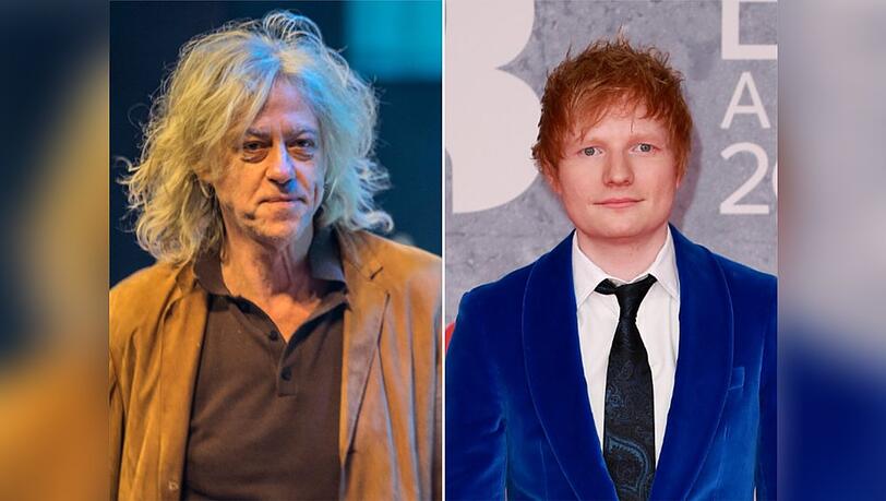 Bob Geldof (l.) kontert Ed Sheeran. Bob Geldof (l.) kontert Ed Sheeran.